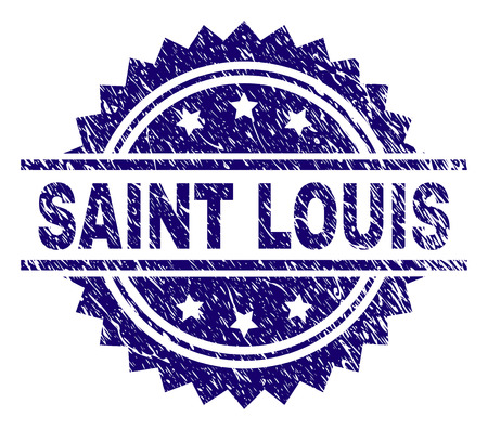 SAINT LOUIS stamp seal watermark with distress style. Blue vector rubber print of SAINT LOUIS label with grunge texture.のイラスト素材