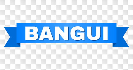 BANGUI text on a ribbon. Designed with white caption and blue stripe. Vector banner with BANGUI tag on a transparent background.のイラスト素材