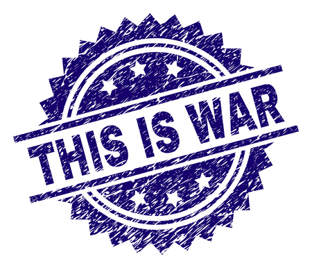 THIS IS WAR stamp seal watermark with distress style. Blue vector rubber print of THIS IS WAR title with scratched texture.のイラスト素材