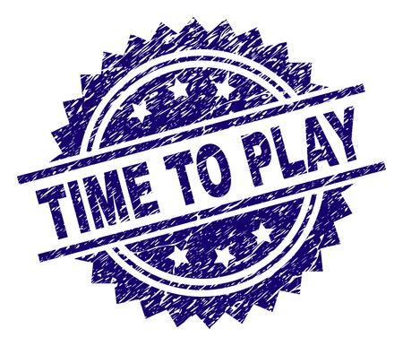 TIME TO PLAY stamp seal watermark with distress style. Blue vector rubber print of TIME TO PLAY text with dirty texture.のイラスト素材