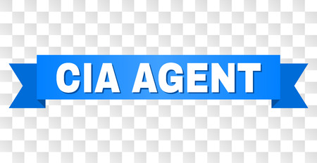 CIA AGENT text on a ribbon. Designed with white caption and blue stripe. Vector banner with CIA AGENT tag on a transparent background.のイラスト素材