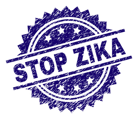 STOP ZIKA stamp seal watermark with distress style. Blue vector rubber print of STOP ZIKA text with dirty texture.のイラスト素材