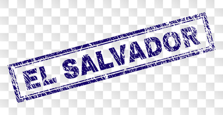 EL SALVADOR stamp seal watermark with rubber print style and double framed rectangle shape. Stamp is placed on a transparent background.のイラスト素材
