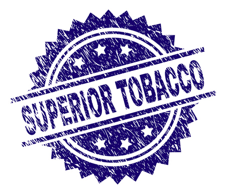 SUPERIOR TOBACCO stamp seal watermark with distress style. Blue vector rubber print of SUPERIOR TOBACCO tag with dirty texture.のイラスト素材