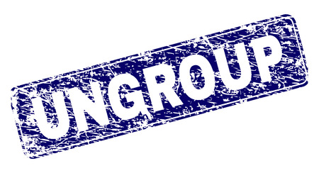 UNGROUP stamp seal print with grunge style. Seal shape is a rounded rectangle with frame. Blue vector rubber print of UNGROUP title with dirty style.のイラスト素材