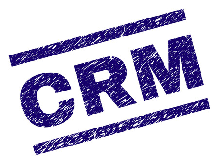 CRM seal print with grunge style. Blue vector rubber print of CRM caption with scratched texture. Text caption is placed between parallel lines.のイラスト素材