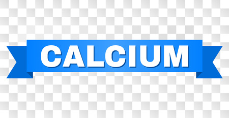 CALCIUM text on a ribbon. Designed with white title and blue tape. Vector banner with CALCIUM tag on a transparent background.のイラスト素材