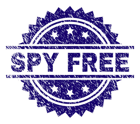 SPY FREE stamp seal watermark with distress style. Blue vector rubber print of SPY FREE label with dirty texture.のイラスト素材
