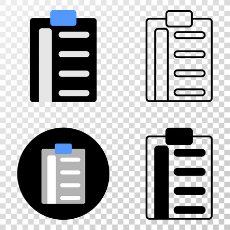 Pad list items EPS vector pictograph with contour, black and colored versions. Illustration style is flat iconic symbol on chess transparent background.のイラスト素材