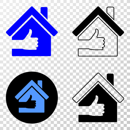 Best house EPS vector pictograph with contour, black and colored versions. Illustration style is flat iconic symbol on chess transparent background.のイラスト素材
