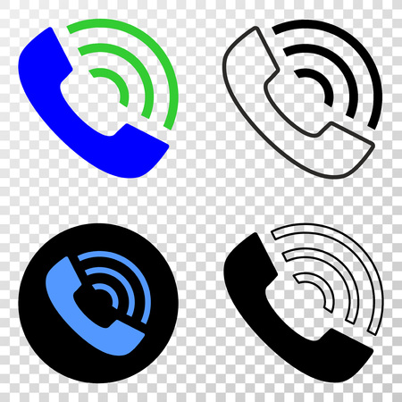 Call phone EPS vector icon with contour, black and colored versions. Illustration style is flat iconic symbol on chess transparent background.のイラスト素材