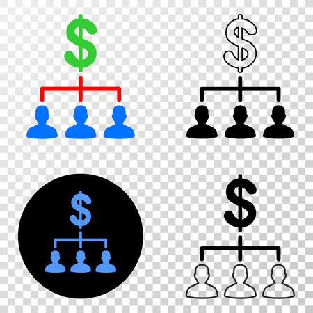 Dollar clients structure EPS vector pictogram with contour, black and colored versions. Illustration style is flat iconic symbol on chess transparent background.のイラスト素材