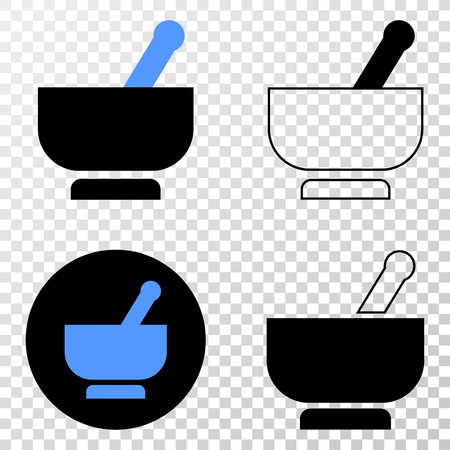 Mortar EPS vector pictograph with contour, black and colored versions. Illustration style is flat iconic symbol on chess transparent background.のイラスト素材