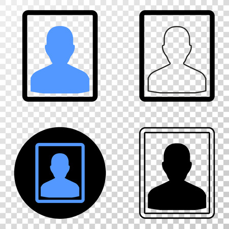 Person portrait EPS vector pictograph with contour, black and colored versions. Illustration style is flat iconic symbol on chess transparent background.のイラスト素材