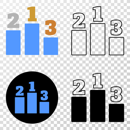 Prize places EPS vector pictograph with contour, black and colored versions. Illustration style is flat iconic symbol on chess transparent background.のイラスト素材