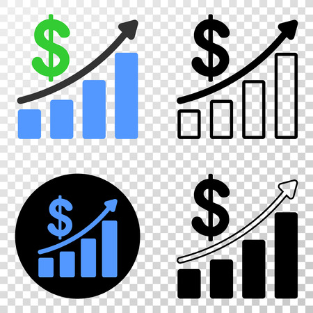 Profit up trend chart EPS vector pictograph with contour, black and colored versions. Illustration style is flat iconic symbol on chess transparent background.のイラスト素材
