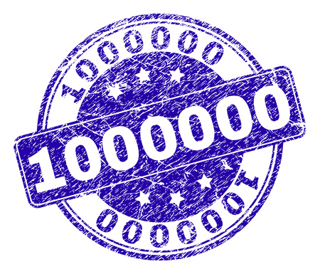 1000000 stamp seal watermark with distress texture. Designed with rounded rectangle and circles. Blue vector rubber watermark of 1000000 label with grunge texture.のイラスト素材