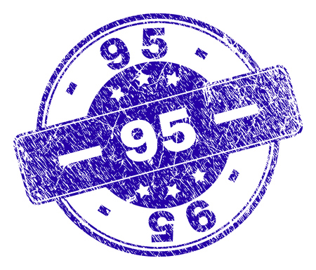 95 stamp seal imprint with grunge style. Designed with rounded rectangle and circles. Blue vector rubber watermark of 95 title with dust style.のイラスト素材