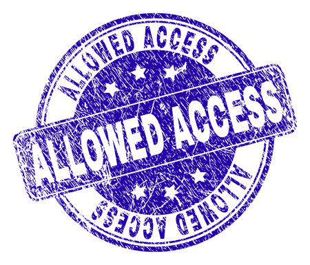 ALLOWED ACCESS stamp seal watermark with grunge style. Designed with rounded rectangle and circles. Blue vector rubber print of ALLOWED ACCESS title with grunge style.のイラスト素材