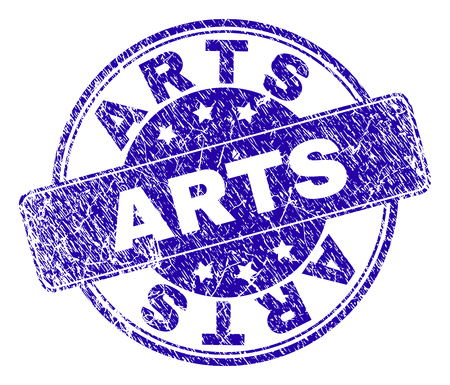 ARTS stamp seal watermark with distress style. Designed with rounded rectangle and circles. Blue vector rubber watermark of ARTS label with corroded style.のイラスト素材
