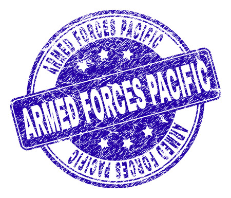 ARMED FORCES PACIFIC stamp seal watermark with grunge texture. Designed with rounded rectangle and circles. Blue vector rubber watermark of ARMED FORCES PACIFIC tag with scratched texture.のイラスト素材