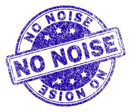 NO NOISE stamp seal watermark with grunge texture. Designed with rounded rectangles and circles. Blue vector rubber print of NO NOISE label with grunge texture.のイラスト素材