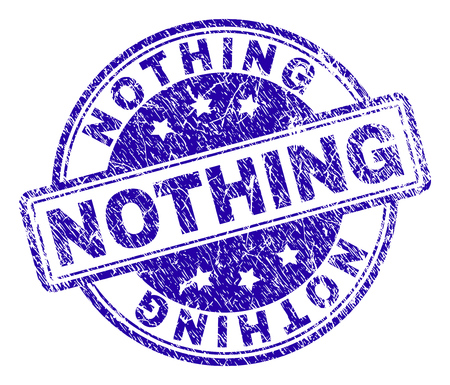 NOTHING stamp seal watermark with grunge texture. Designed with rounded rectangles and circles. Blue vector rubber print of NOTHING caption with grunge texture.のイラスト素材