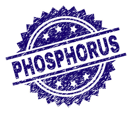 PHOSPHORUS stamp seal watermark with distress style. Blue vector rubber print of PHOSPHORUS caption with unclean texture.のイラスト素材