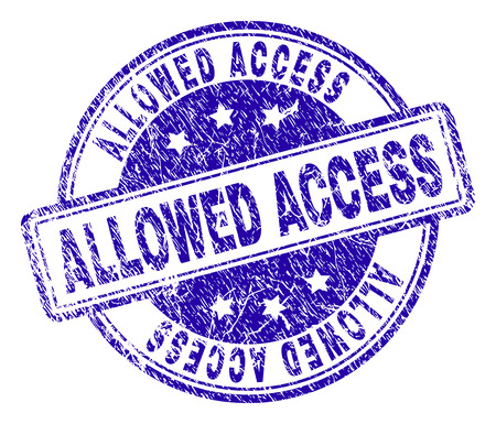 ALLOWED ACCESS stamp seal watermark with grunge texture. Designed with rounded rectangles and circles. Blue vector rubber print of ALLOWED ACCESS caption with corroded texture.のイラスト素材