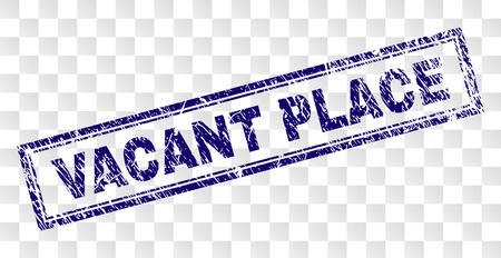 VACANT PLACE stamp seal watermark with rubber print style and double framed rectangle shape. Stamp is placed on a transparent background.のイラスト素材