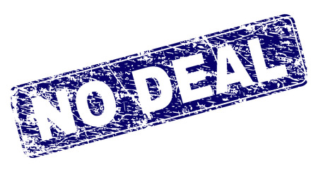 NO DEAL stamp seal imprint with grunge texture. Seal shape is a rounded rectangle with frame. Blue vector rubber print of NO DEAL label with grunge texture.のイラスト素材