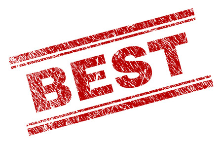 BEST seal imprint with grunge texture. Red vector rubber print of BEST text with grunge texture. Text title is placed between double parallel lines.のイラスト素材