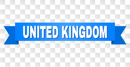 UNITED KINGDOM text on a ribbon. Designed with white caption and blue stripe. Vector banner with UNITED KINGDOM tag on a transparent background.のイラスト素材