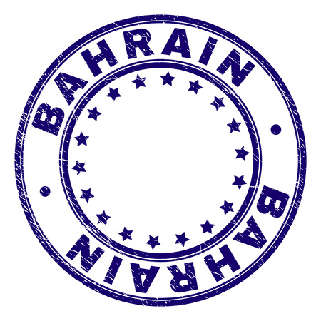 BAHRAIN stamp seal watermark with grunge texture. Designed with circles and stars. Blue vector rubber print of BAHRAIN text with grunge texture.のイラスト素材
