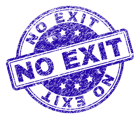 NO EXIT stamp seal imprint with grunge texture. Designed with rounded rectangles and circles. Blue vector rubber print of NO EXIT caption with grunge texture.のイラスト素材