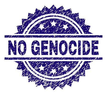 NO GENOCIDE stamp seal watermark with distress style. Blue vector rubber print of NO GENOCIDE text with grunge texture.のイラスト素材