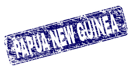 PAPUA NEW GUINEA stamp seal print with distress texture. Seal shape is a rounded rectangle with frame. Blue vector rubber print of PAPUA NEW GUINEA title with scratched texture.のイラスト素材