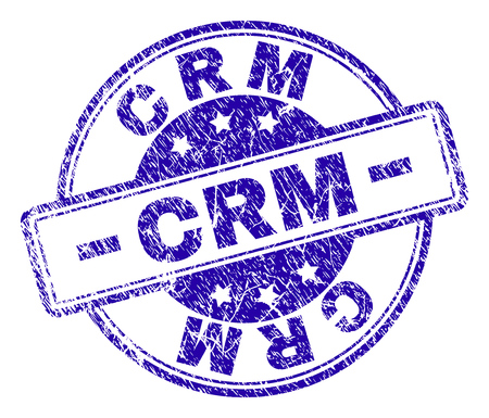 CRM stamp seal watermark with grunge texture. Designed with rounded rectangles and circles. Blue vector rubber print of CRM title with grunge texture.のイラスト素材