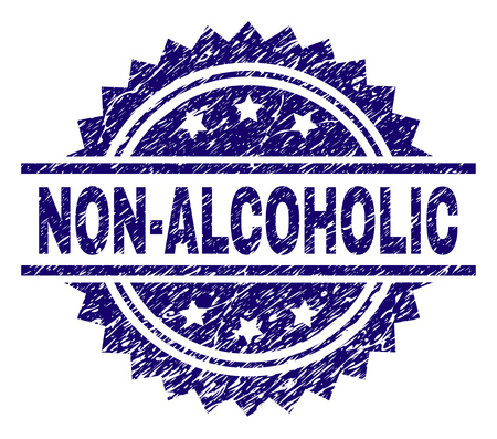 NON-ALCOHOLIC stamp seal watermark with distress style. Blue vector rubber print of NON-ALCOHOLIC title with dirty texture.のイラスト素材