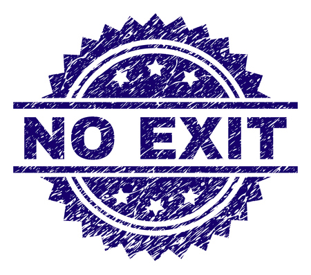 NO EXIT stamp seal watermark with distress style. Blue vector rubber print of NO EXIT tag with grunge texture.のイラスト素材