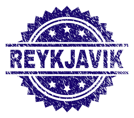 REYKJAVIK stamp seal watermark with distress style. Blue vector rubber print of REYKJAVIK tag with dust texture.のイラスト素材