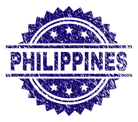 PHILIPPINES stamp seal watermark with distress style. Blue vector rubber print of PHILIPPINES tag with grunge texture.のイラスト素材