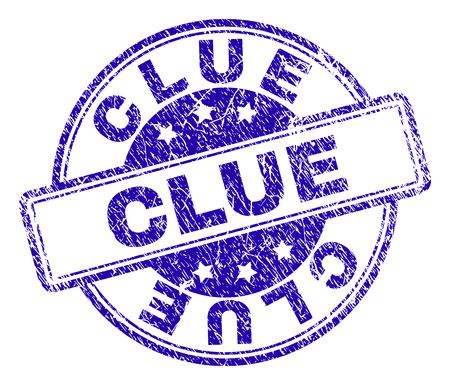 CLUE stamp seal watermark with distress texture. Designed with rounded rectangles and circles. Blue vector rubber print of CLUE tag with grunge texture.のイラスト素材