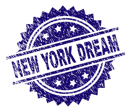 NEW YORK DREAM stamp seal watermark with distress style. Blue vector rubber print of NEW YORK DREAM caption with unclean texture.のイラスト素材