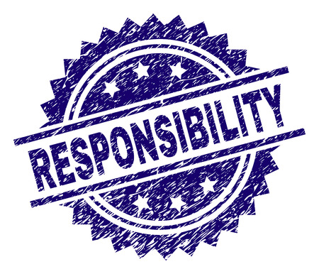 RESPONSIBILITY stamp seal watermark with distress style. Blue vector rubber print of RESPONSIBILITY label with dust texture.のイラスト素材