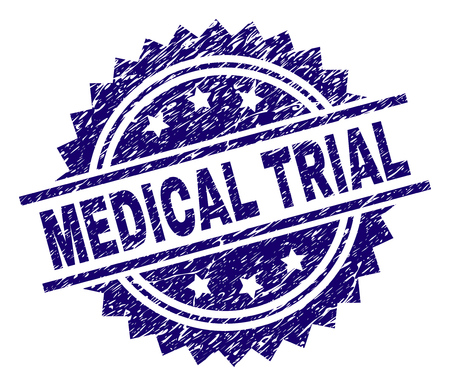 MEDICAL TRIAL stamp seal watermark with distress style. Blue vector rubber print of MEDICAL TRIAL tag with unclean texture.のイラスト素材
