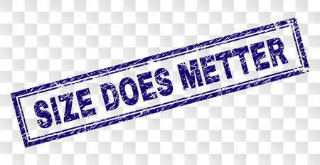 SIZE DOES METTER stamp seal print with rubber print style and double framed rectangle shape. Stamp is placed on a transparent background.のイラスト素材