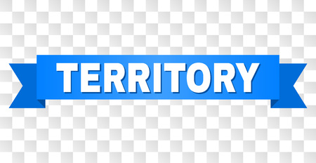 TERRITORY text on a ribbon. Designed with white caption and blue stripe. Vector banner with TERRITORY tag on a transparent background.のイラスト素材