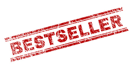 BESTSELLER seal watermark with distress texture. Red vector rubber print of BESTSELLER text with dust texture. Text label is placed between double parallel lines.のイラスト素材