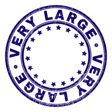 VERY LARGE stamp seal imprint with grunge texture. Designed with circles and stars. Blue vector rubber print of VERY LARGE caption with grunge texture.のイラスト素材